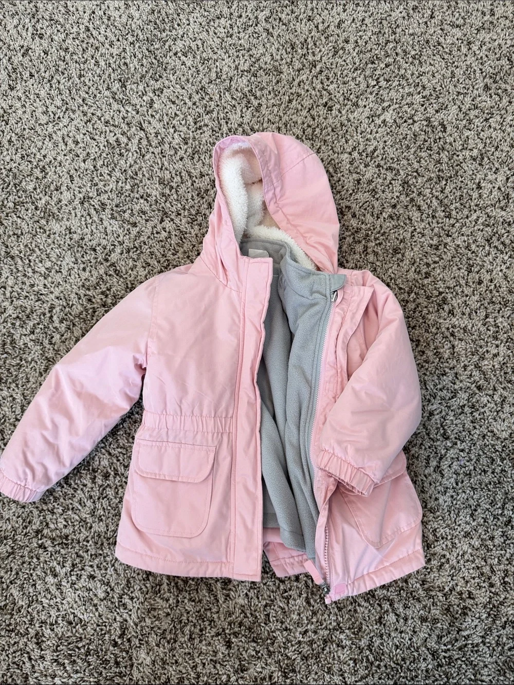 Kids' Pink Hooded Winter Jacket